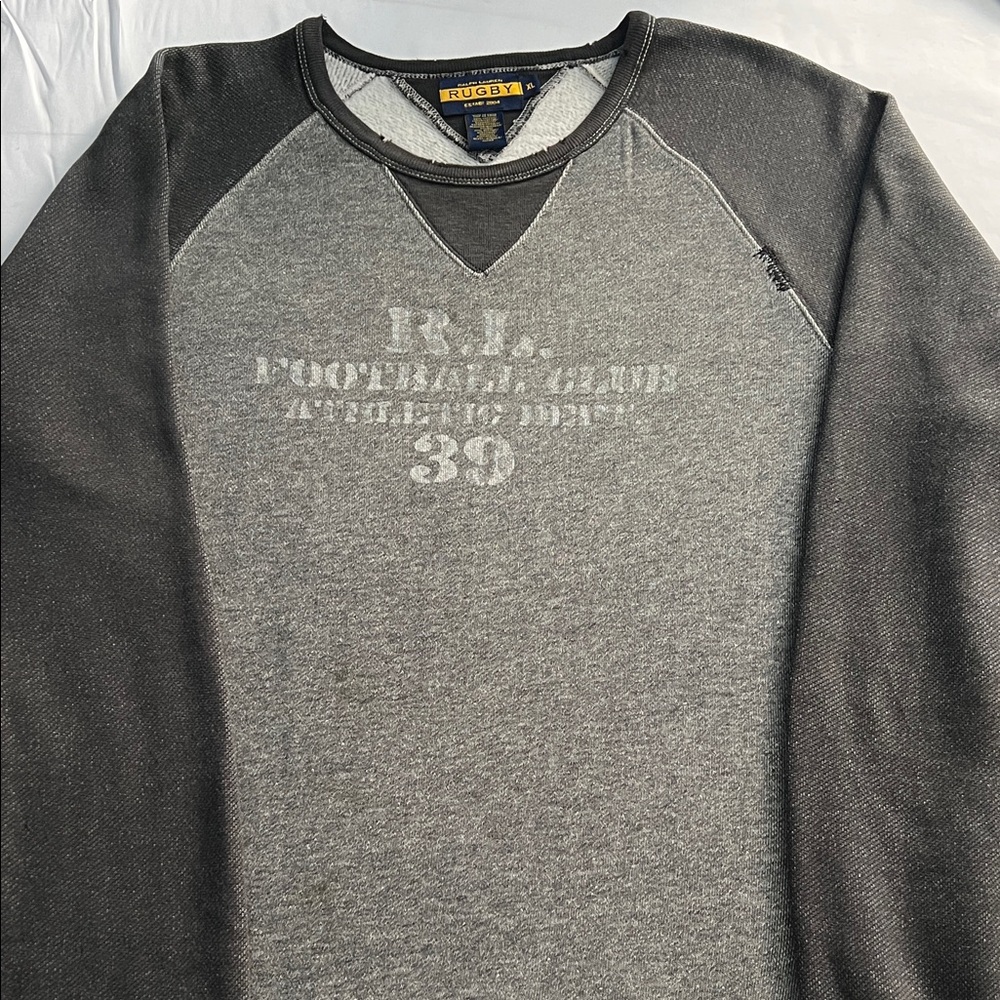 Vintage Ralph Lauren RUGBY Gray and Black Men's Sweater